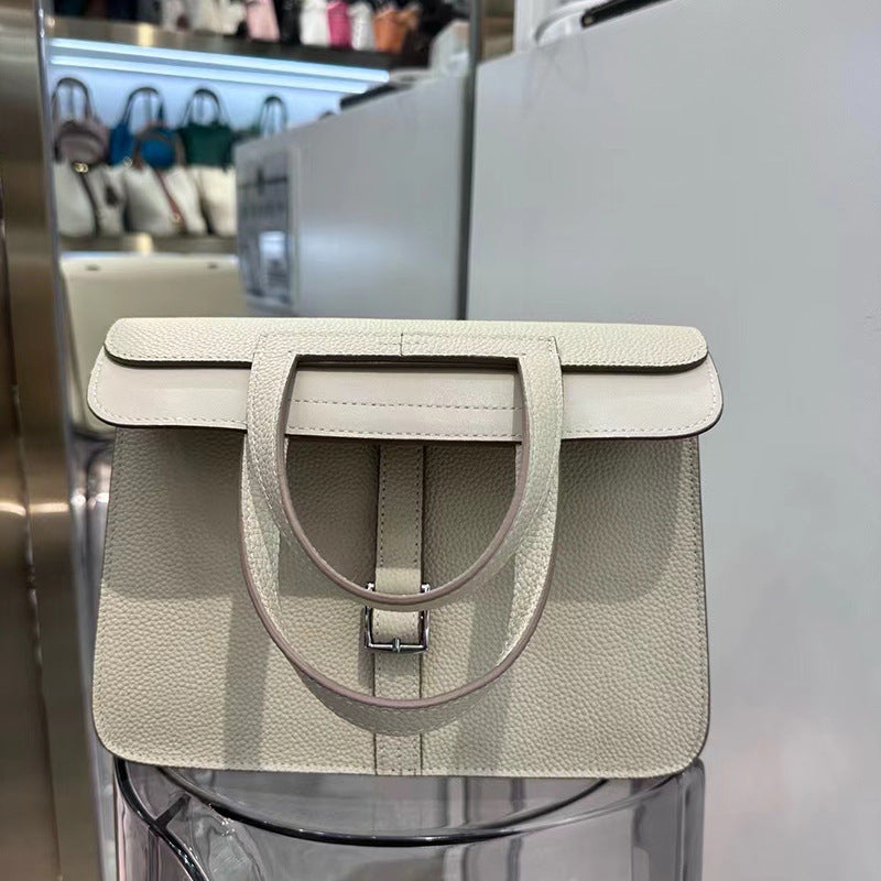 Genuine Leather Saddle Vachette Clasp Portable Handbags