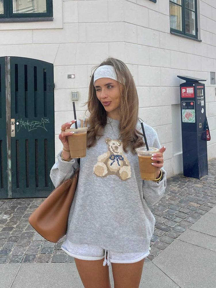 Women's Cartoon Bear Pattern Casual Lazy Winter Sweaters