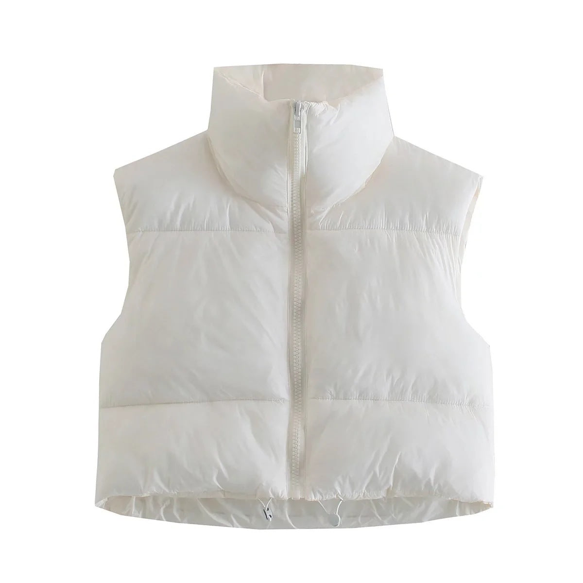 Sleeveless Zipped Stand Collar Cotton Winter Vests
