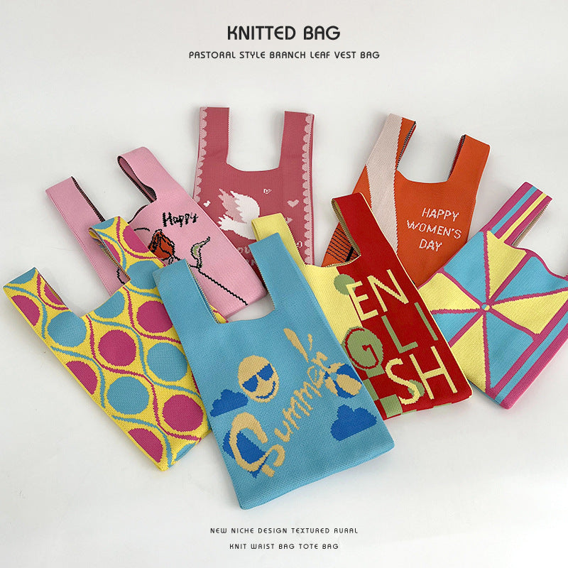 Women's Knitted Vest Versatile Large Capacity Commuter Handbags