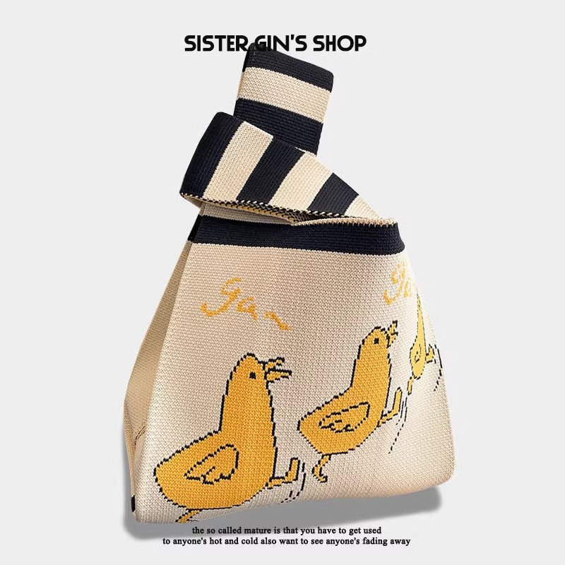 Women's Cute Cartoon Style Knitted Woven Holiday Handbags