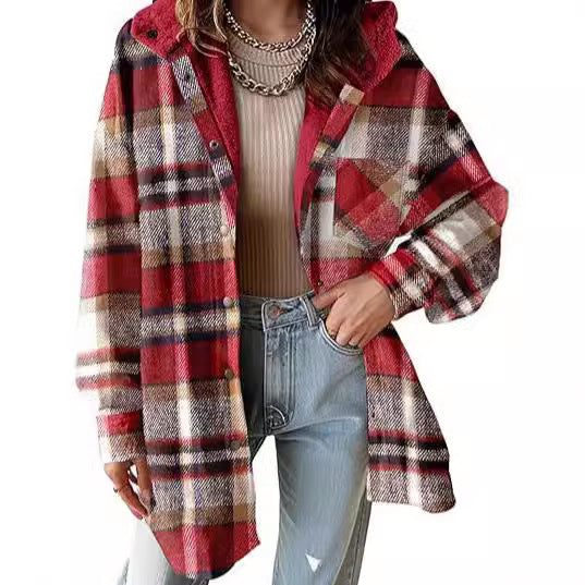 Women's Flannel Plaid Long Sleeve Autumn Button Jackets