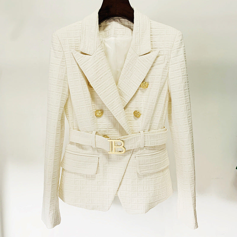 Slim Fit Maze Graphic Cotton Linen Blazers