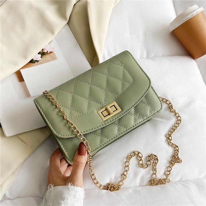 Women's Single Fashion Embroidery Thread Rhombus Street Shoulder Bags