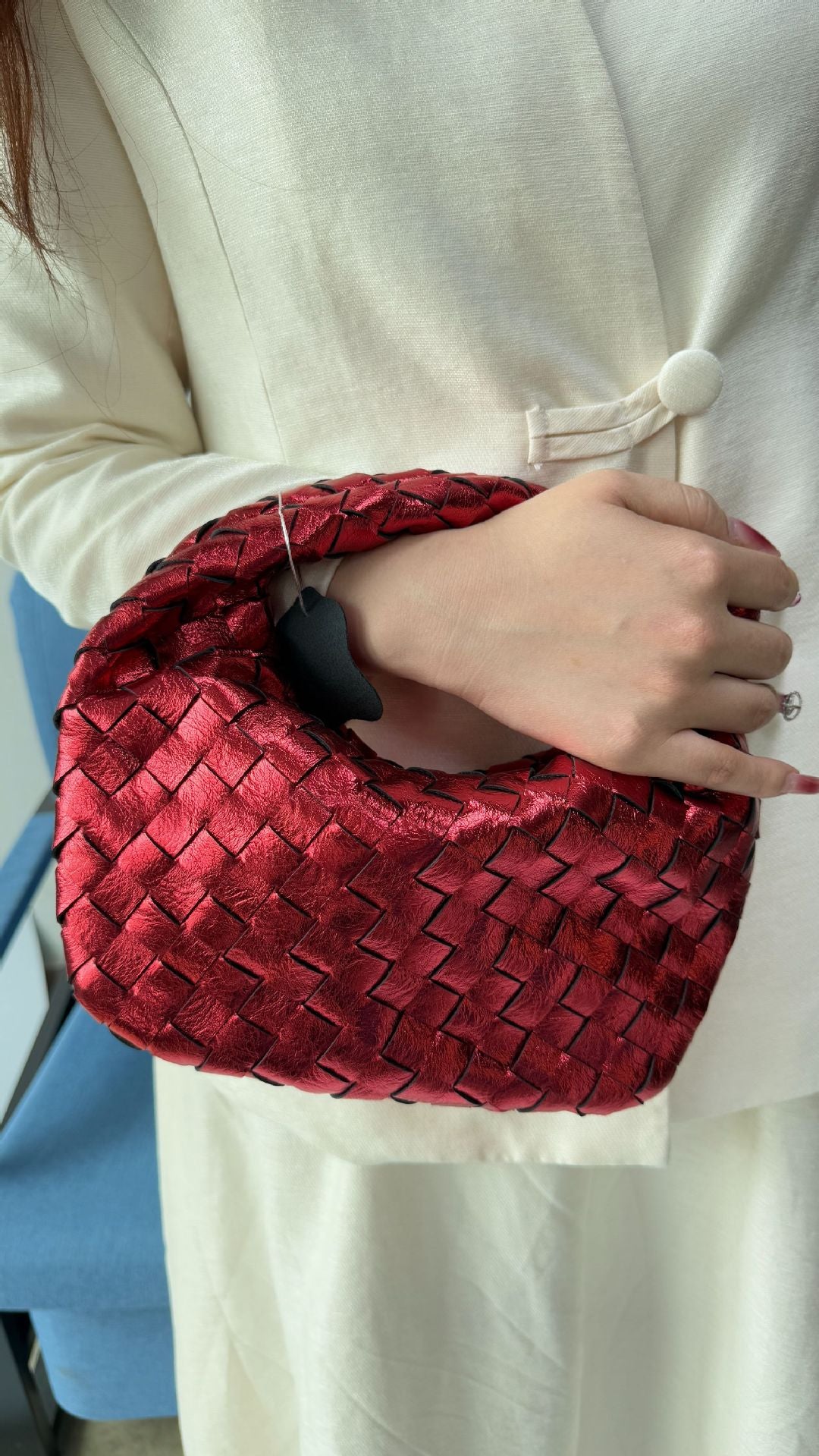 Elegant Dumpling Pleated Knotted Hand-woven Croissant Bags
