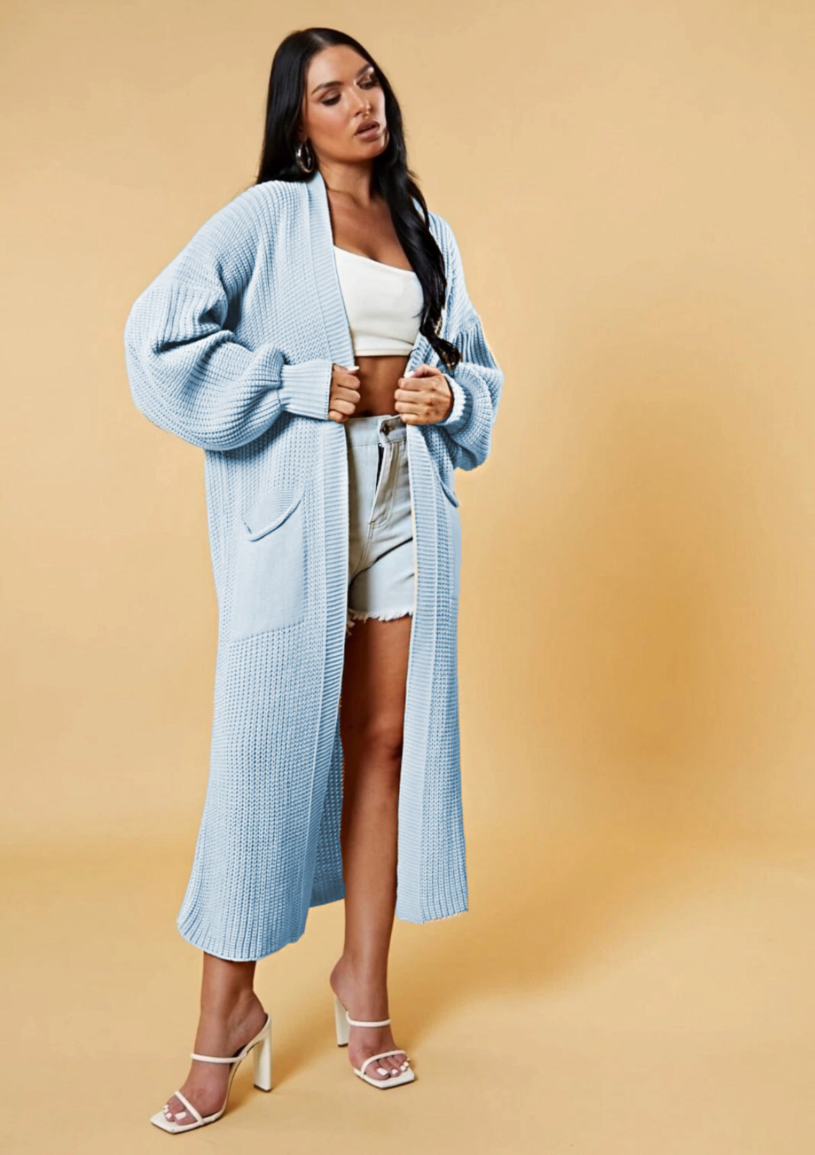 Women's Loose Solid Color Long Pocket Oversized Knitwear