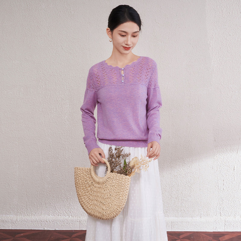 Round Neck Long Sleeve Wool Cashmere Sweaters