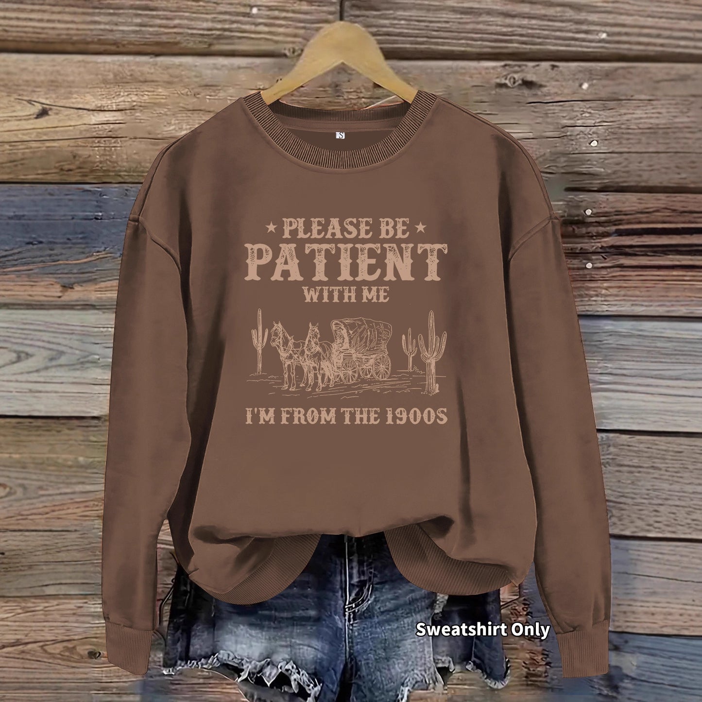 Women's Casual Long-sleeved Round Neck Western Landscape Printing Pullover Women's Sweater, Sweater