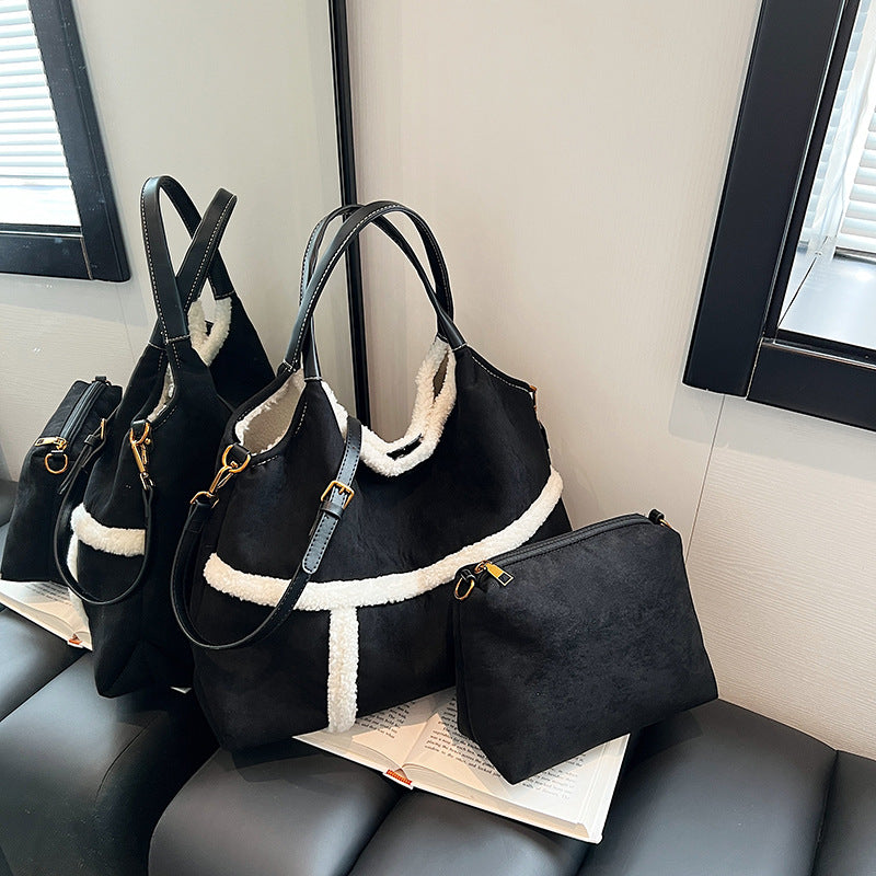 Women's Suede Portable Large Capacity Totes Plush Tote Bags