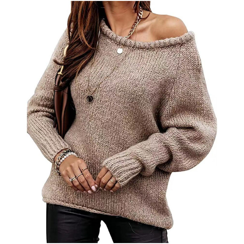 Women's Round Neck Pullover Solid Color Casual Sweaters