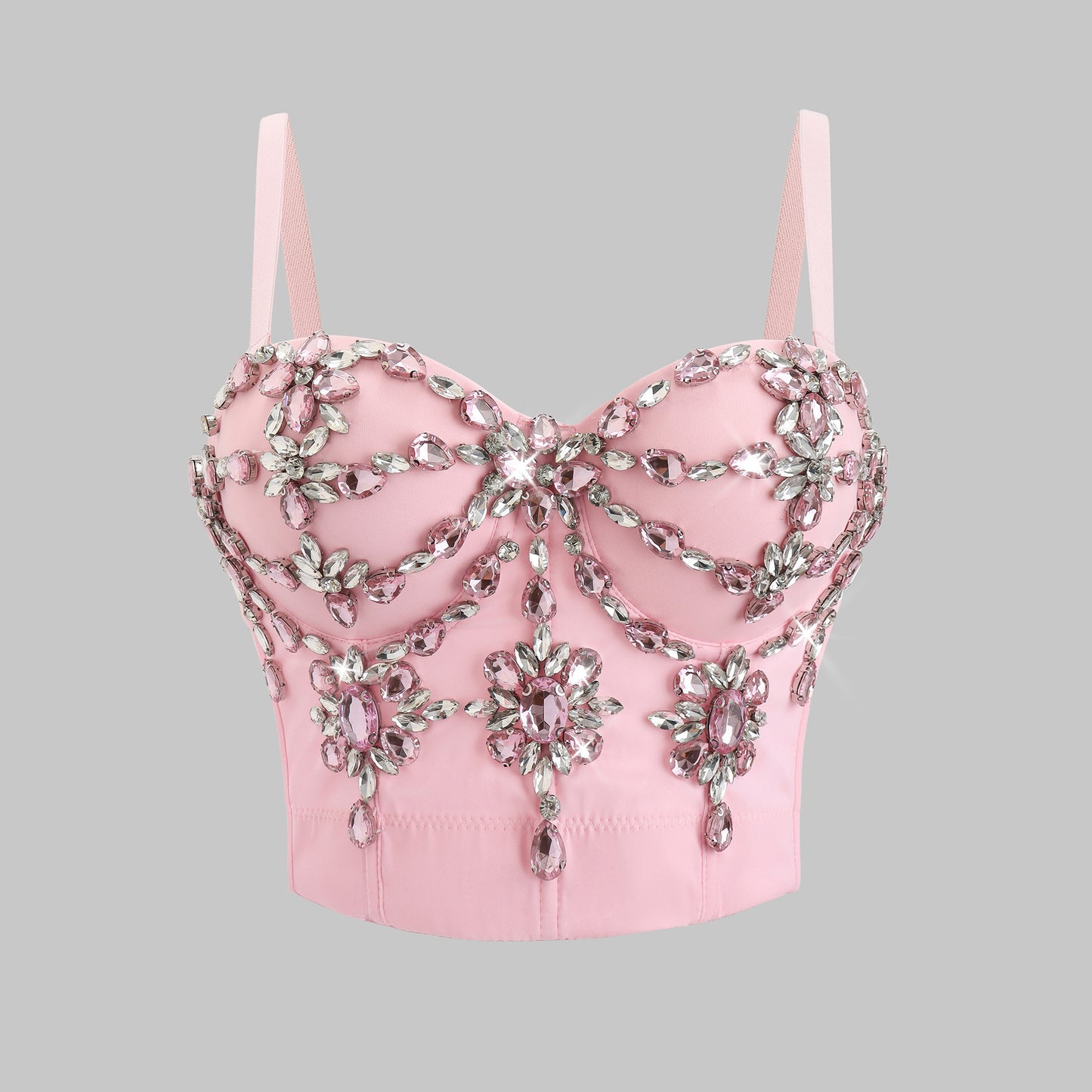 Sling Outer Wear Pink Rhinestone Row Vests