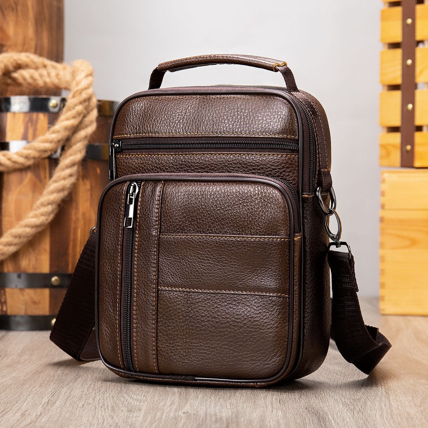 Men's Genuine Leather Vertical High-grade Cowhide Fashion Men's Shoulder Bags