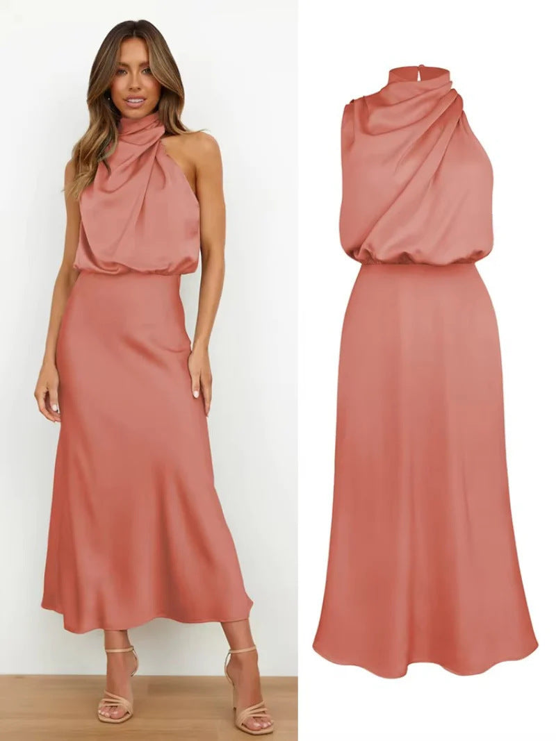 Premium Satin Sleeveless Fashion Elegant Graceful Dress