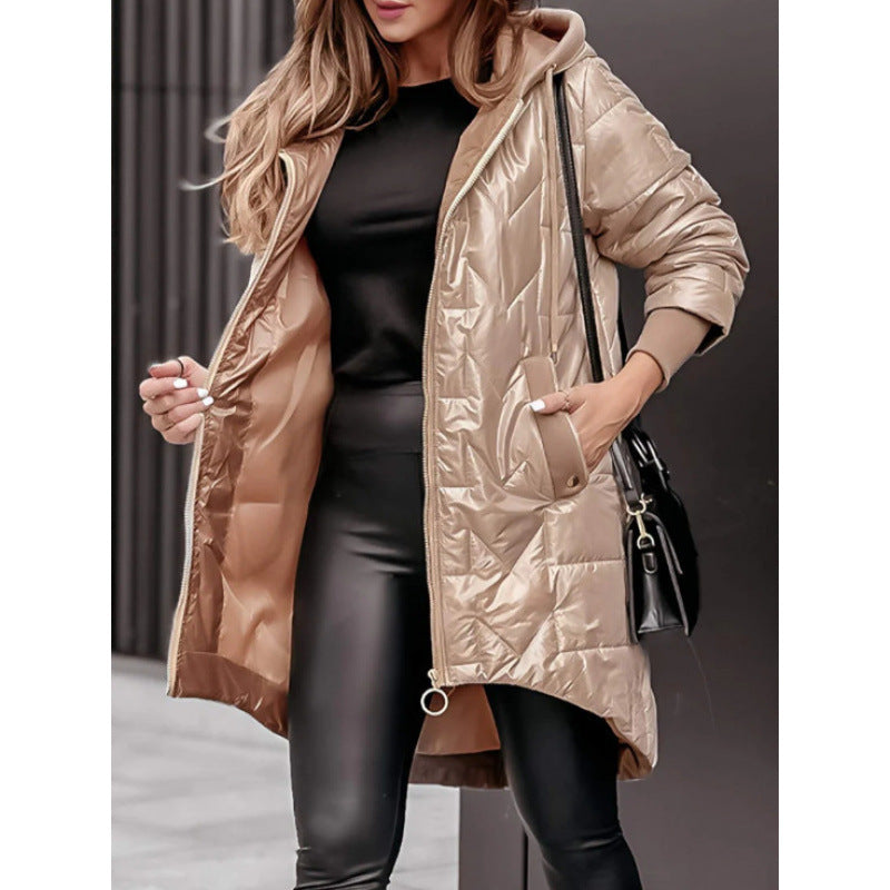 Loose Long Sleeves Solid Color Zipper Coats