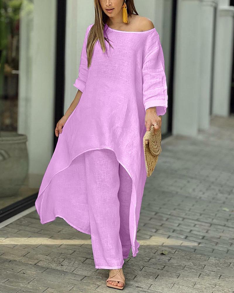 Women's Cotton Linen Fashion Casual Irregular Long Suits