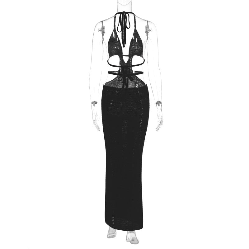 Women's Street Style Pure Desire Halter Wrapped Chest Hollow Dresses
