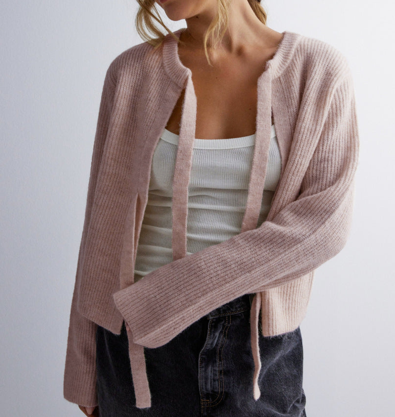 Women's Classy Pure Color Tied Loose Sweaters