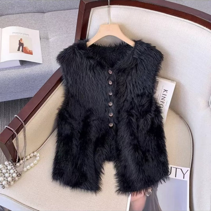 Women's Knitted Artificial Mink Fur Loose Outer Wear Women's Vest