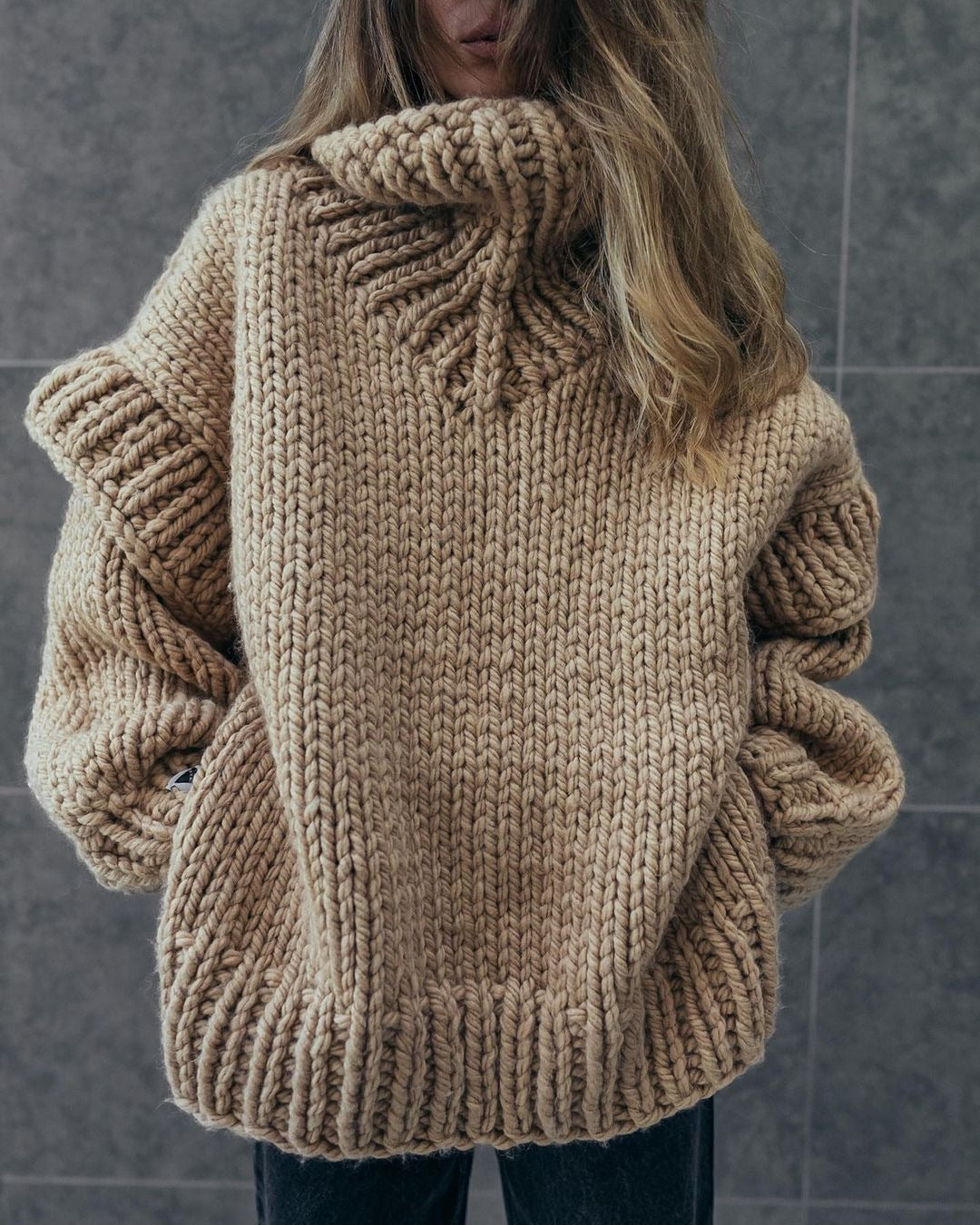 Women's Pullover Fluffy Long Sleeve Turtleneck Sweaters