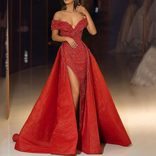 Women's Bronzing Swing Sexy Dress Trailing Banquet Wedding Dresses