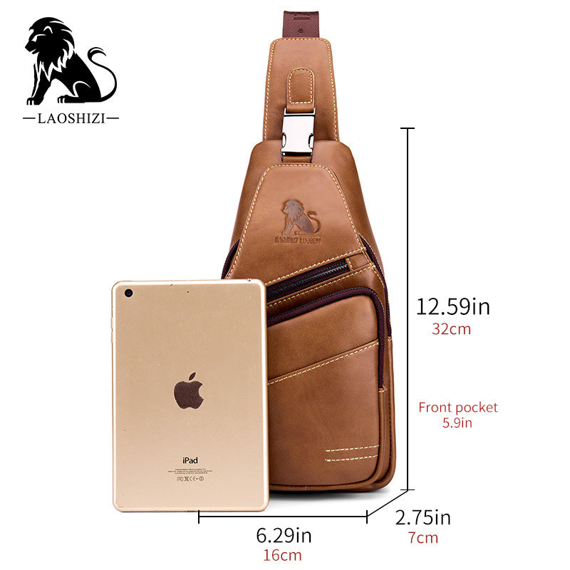 Men's Cowhide Versatile Fashion Large Capacity Men's Chest Bags