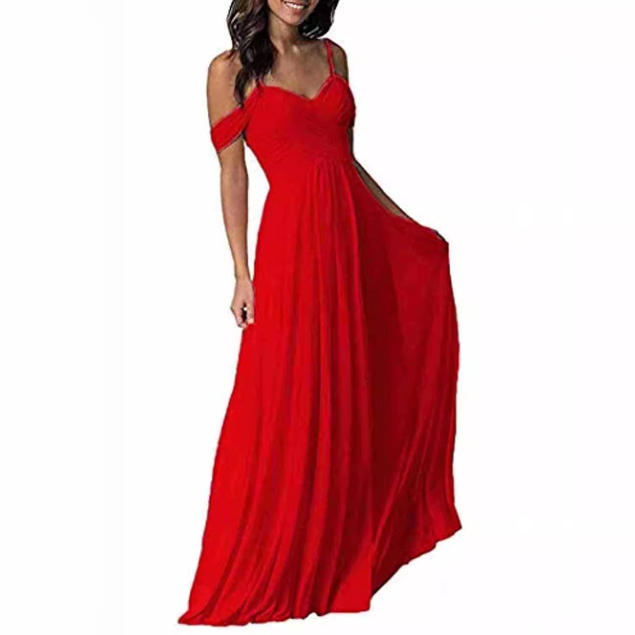 Women's Ruffled Bridesmaid Dress Long Gown Formal Wedding Dresses