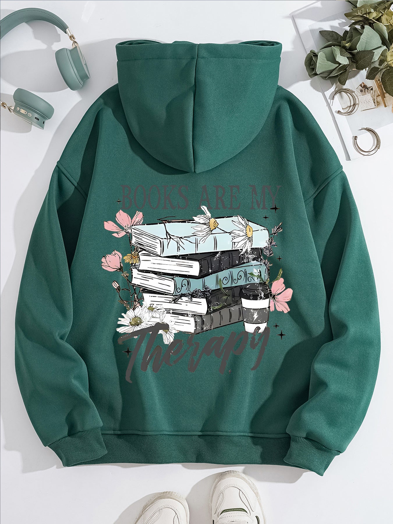 Women's Veet Padded Hooded Sweatshirt Floral Pattern Casual Sweaters