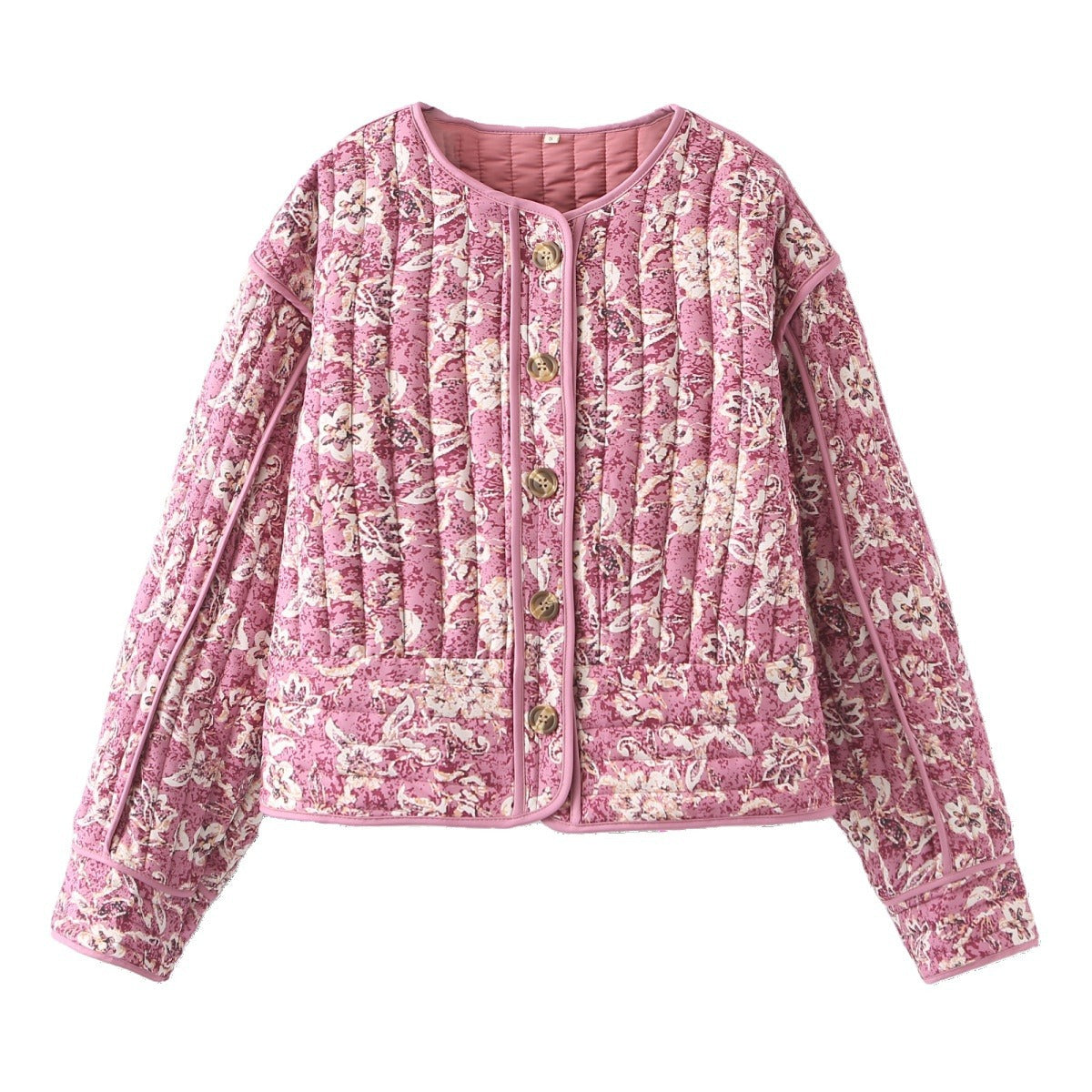 Women's Pretty Round Neck Flowers Print Jackets