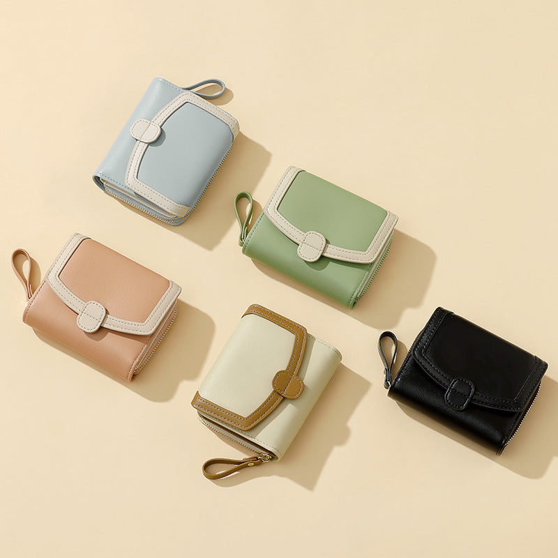 Women's Stylish Sweet Short Zipper Folding Bags