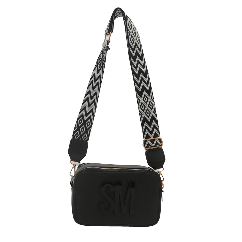 Women's Textured Fashion Wide Strap Letter Trendy Crossbody Bags