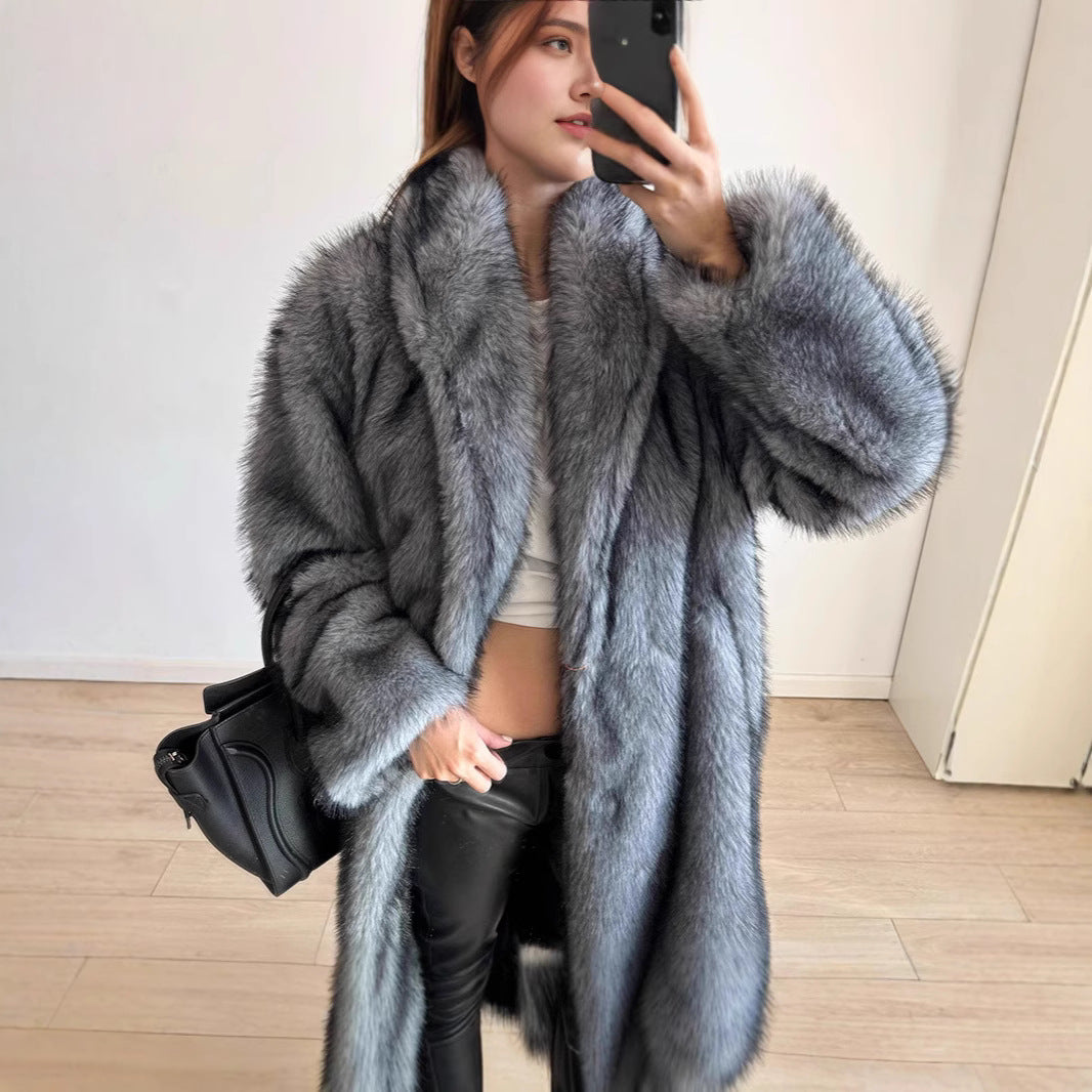 Women's Environmental Protection Wool Imitation Fur Overcoat Coats
