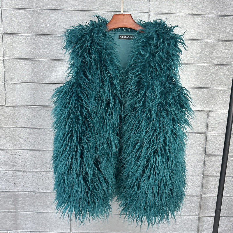Women's Imitated Tibet Sheep Fur Mid-length Faux Coats