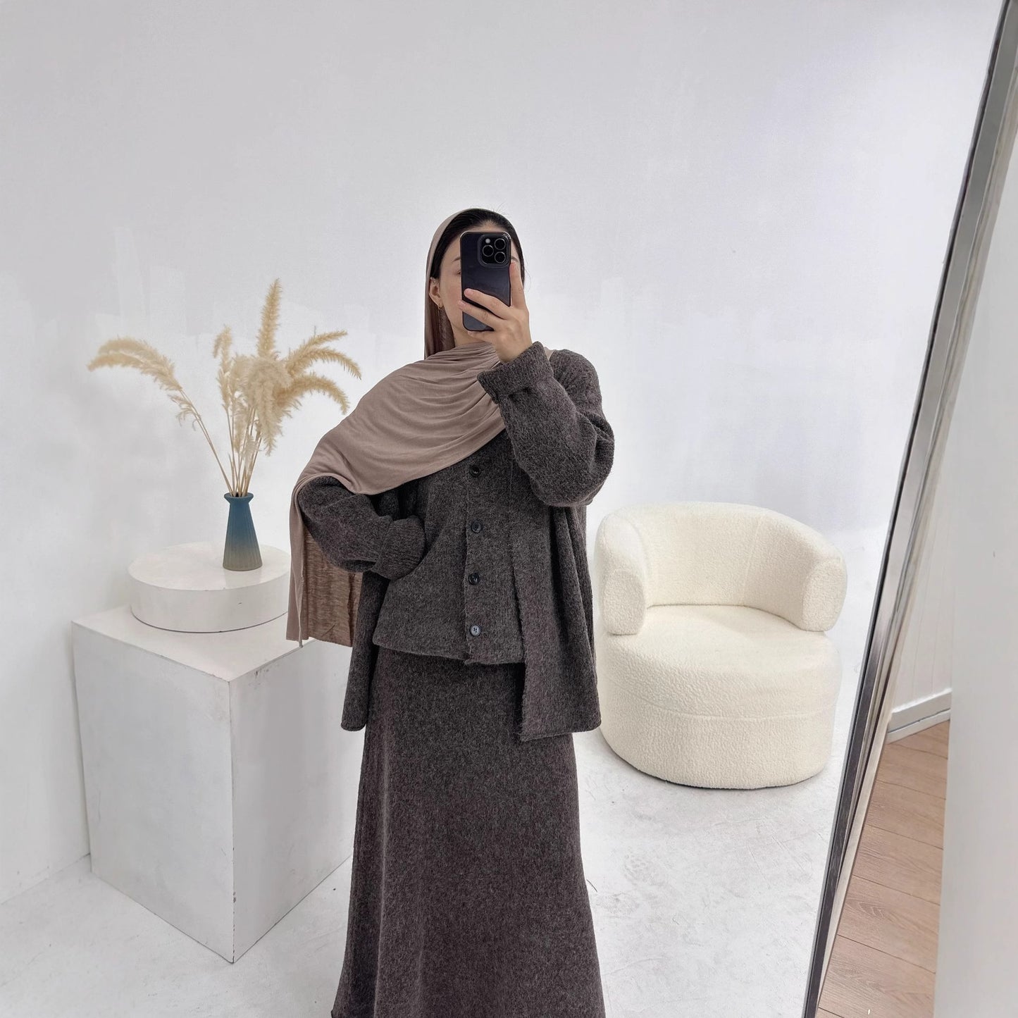 Turkey Thickened Knitting Solid Color Three-piece Suits