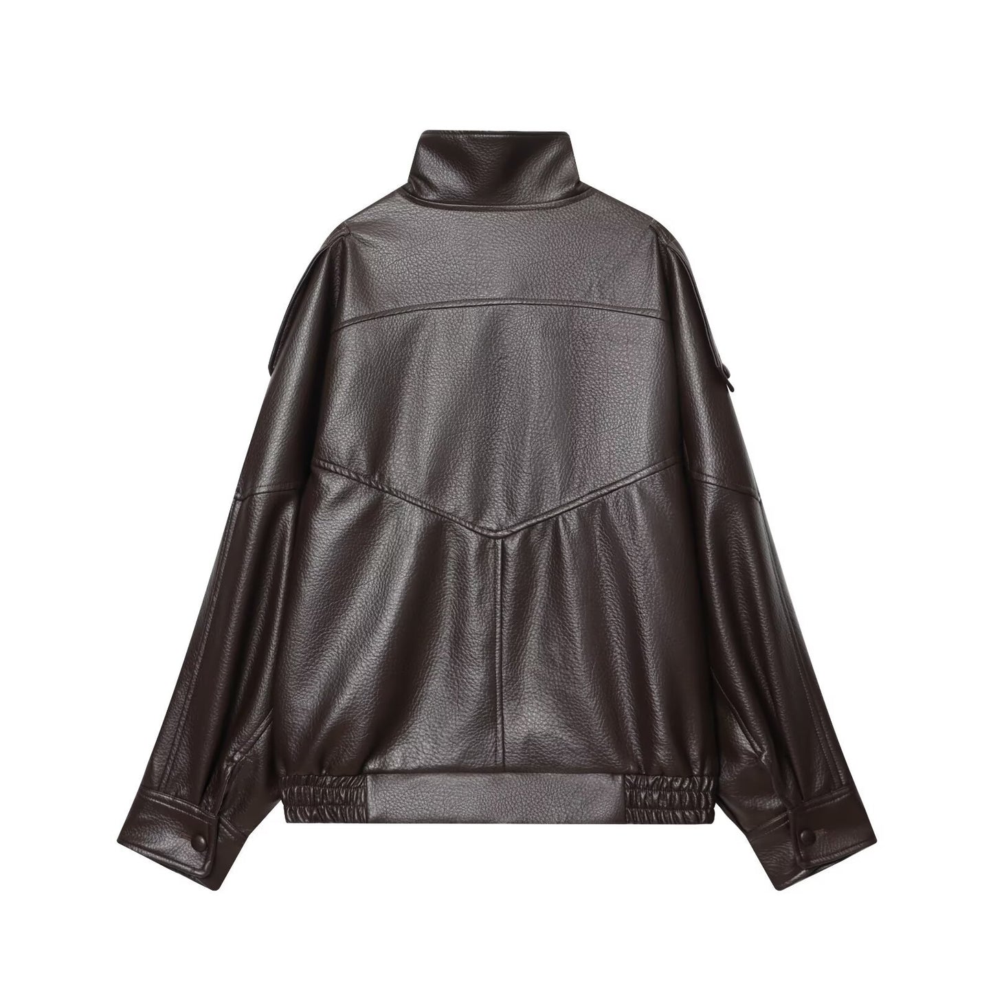 Graceful Autumn Black Imitation Leather Loose Jackets