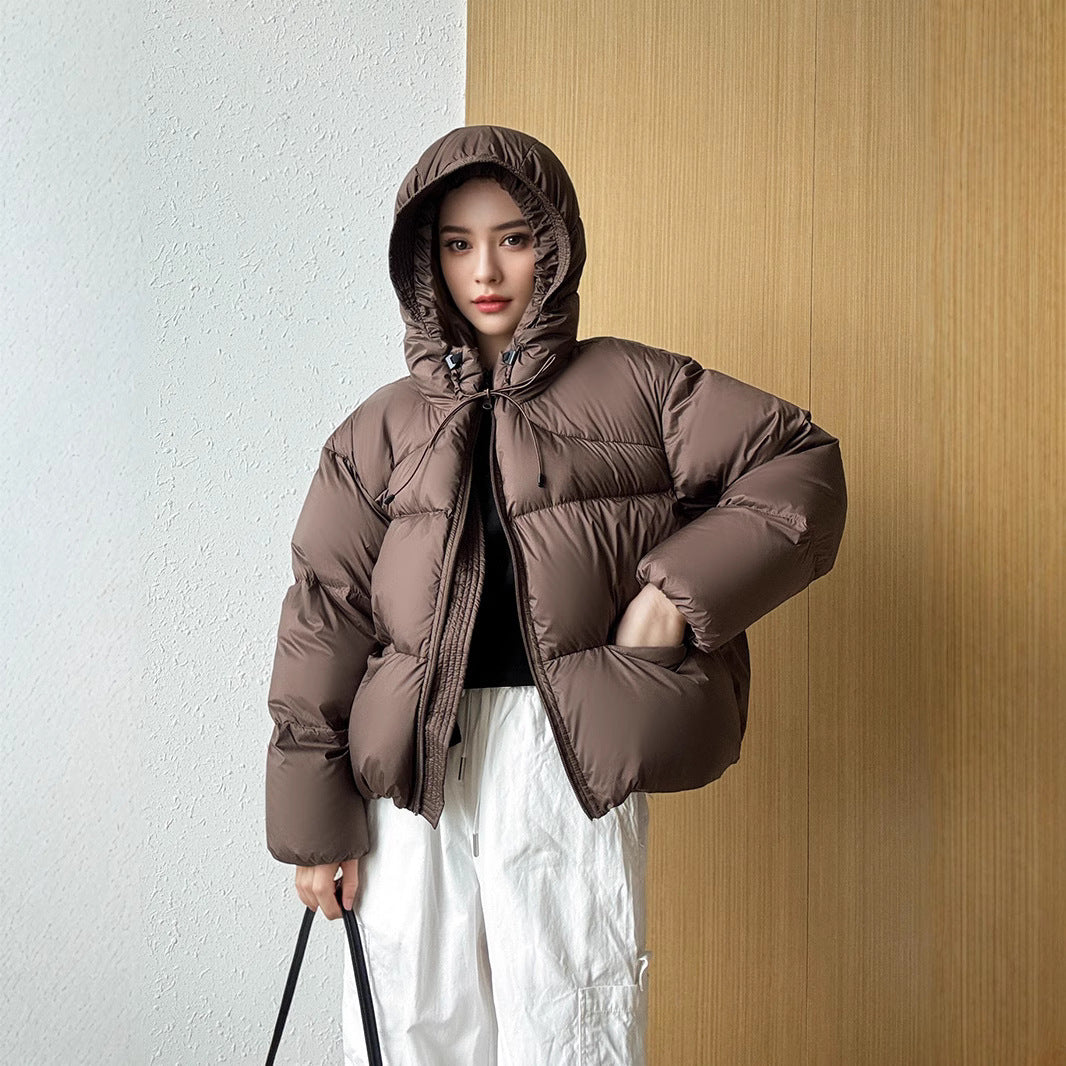 Women's Puff Fluffy Hooded Down Thickened White Duck Kendall Jackets