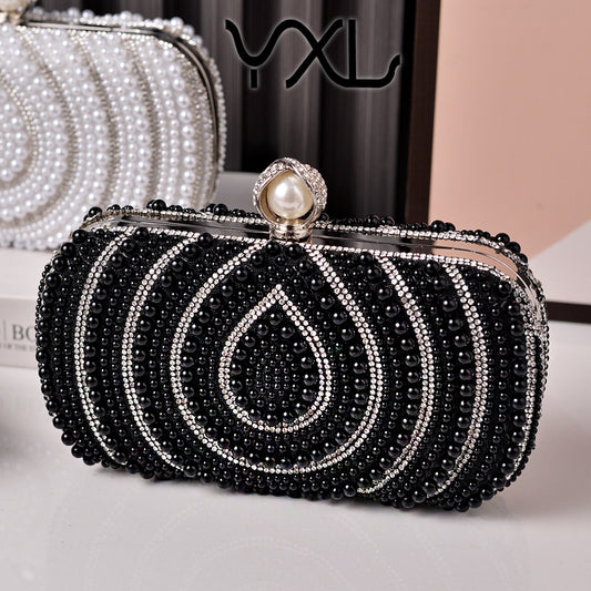 Women's Pearl Fashion Wedding Vintage White Cheongsam Evening Bags