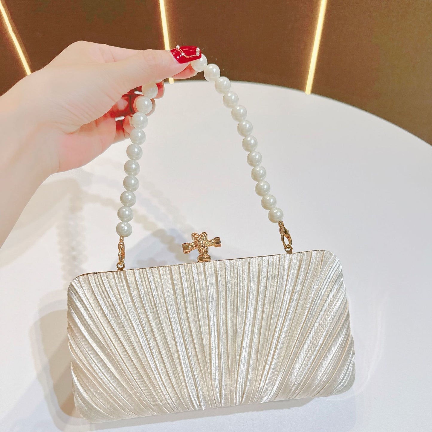 Classy Pretty Pleated Dinner Clutch Cross Evening Bags