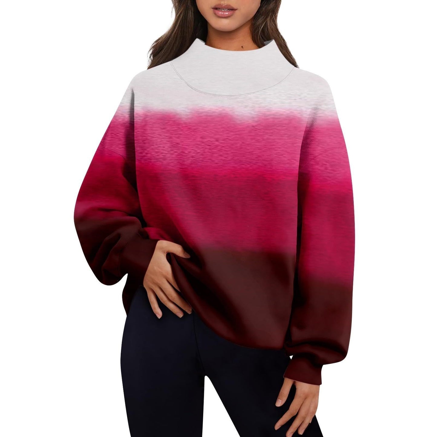 Women's Long-sleeved Turtleneck Pullover Sweatshirt Casual Veet Women's Sweater, Sweater