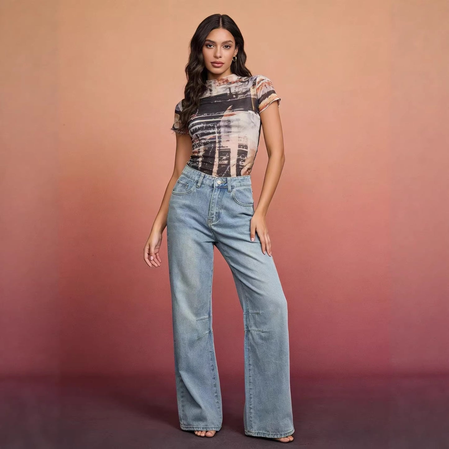 Women's Loose Mid Waist Retro Casual Elegant Jeans