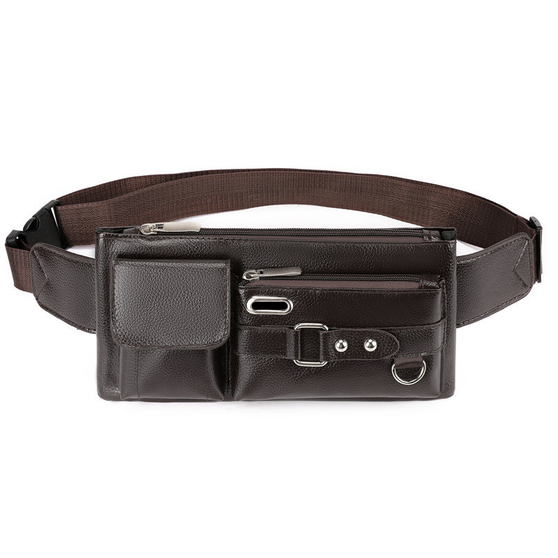 Men's Stylish Leather Korean Simple Black Men's Waist Packs