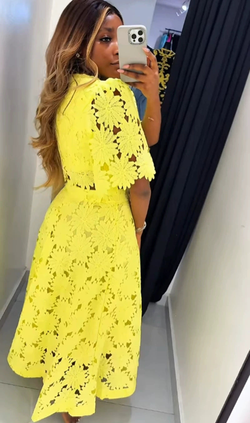 Women's French Style Design Hollow Fashion Casual Suits