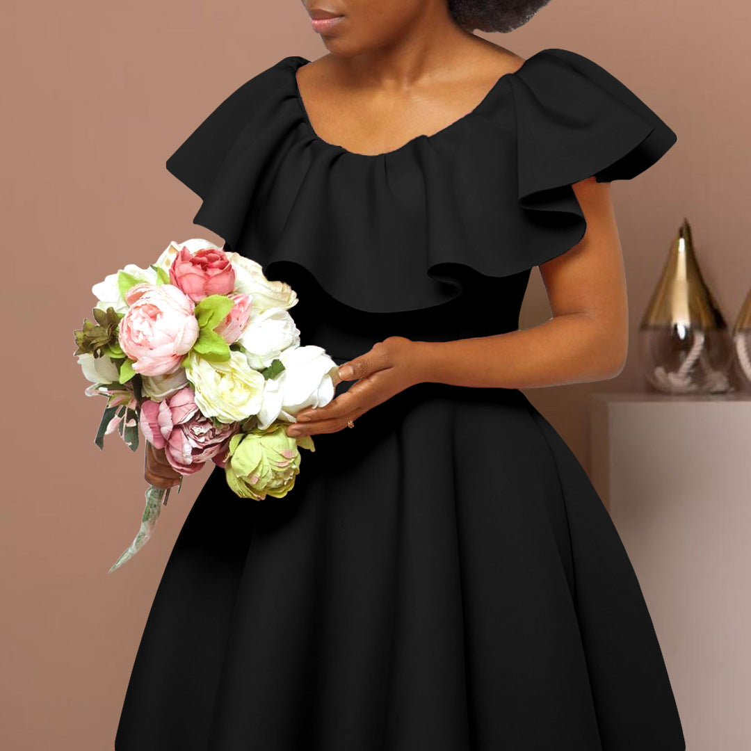 Fashionable Elegant Ruffled Banquet Dress Party Dresses