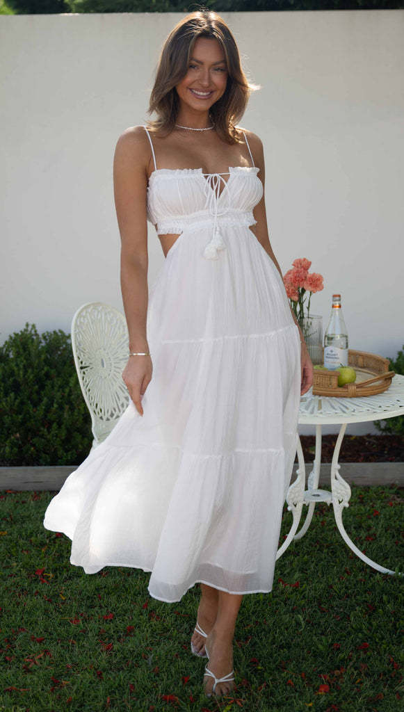 Women's Summer Temperament Camisole Sexy Cutout Long Dress Backless Dresses