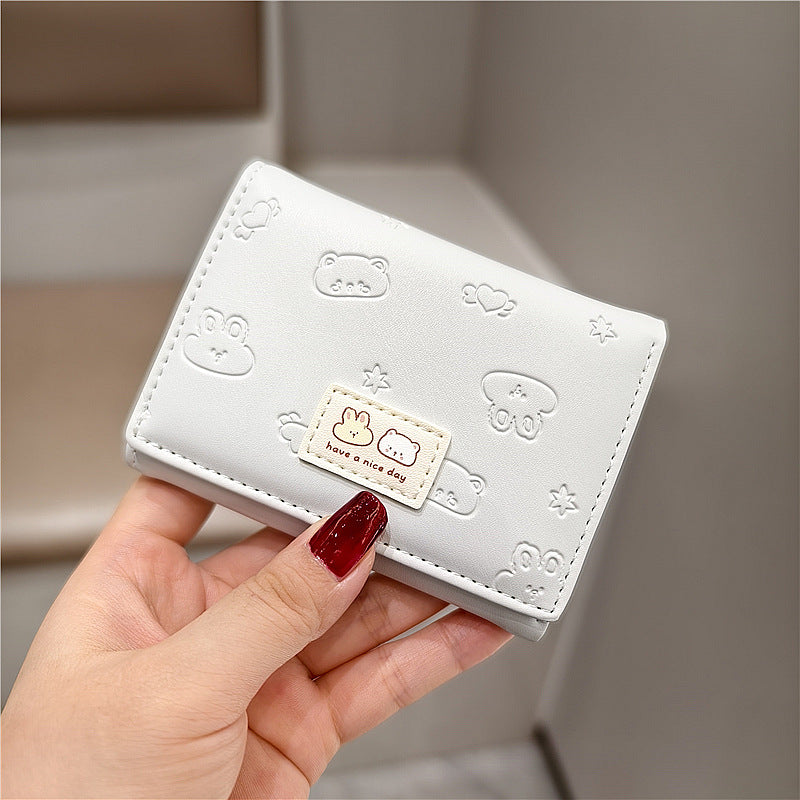 Korean Cartoon Cute Embossed Rabbit Bear Ladies Wallets