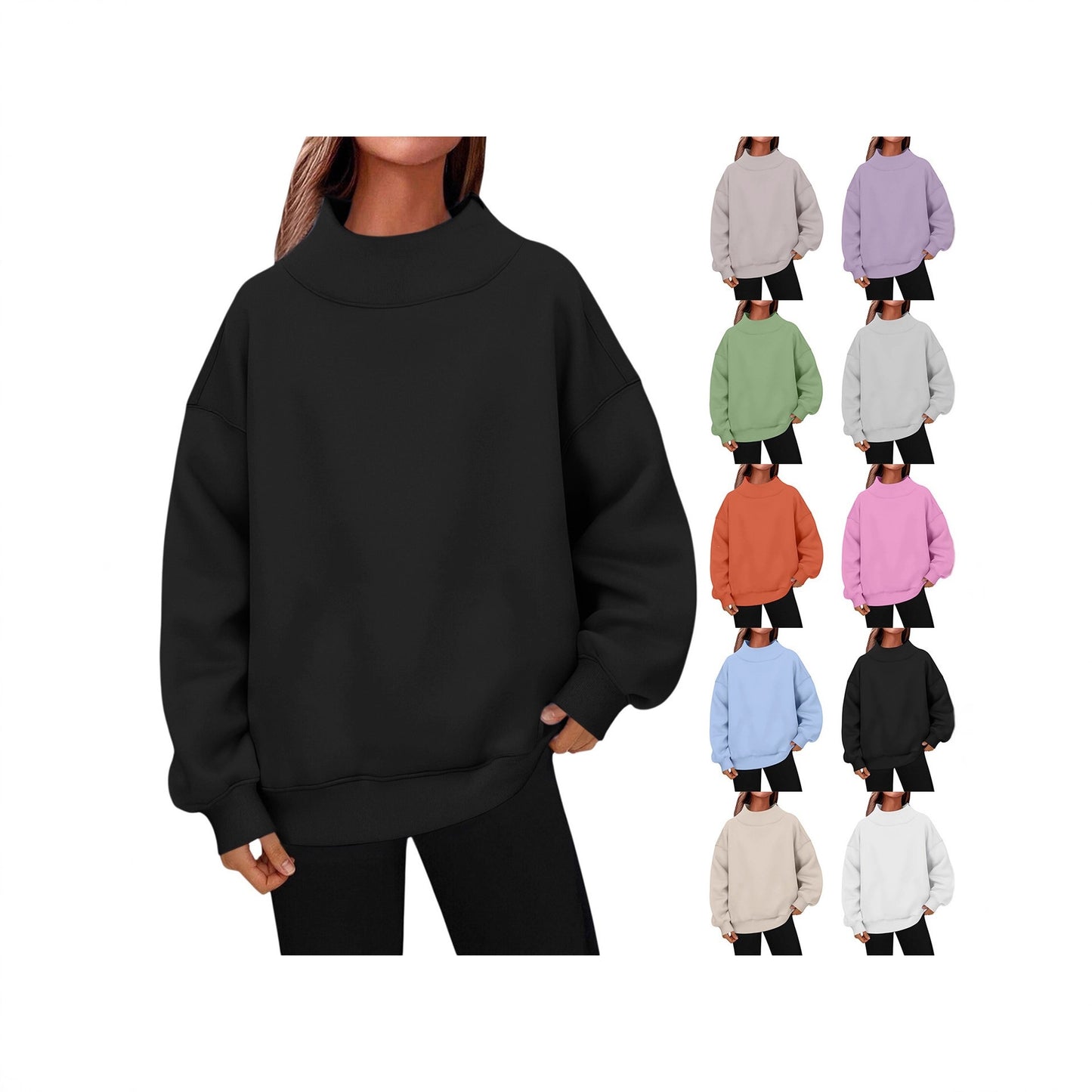 Women's Long-sleeved Turtleneck Pullover Sweatshirt Casual Veet Women's Sweater, Sweater