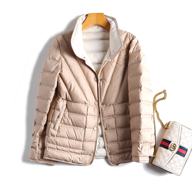 Wear Lightweight Warm Adhesive Fashion Stand Collar Single-breasted Jackets