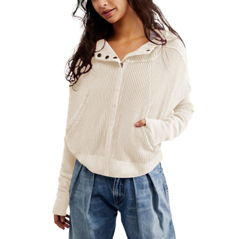 Women's Patchwork Long Sleeve Pullover Zipper Trendy Sweaters