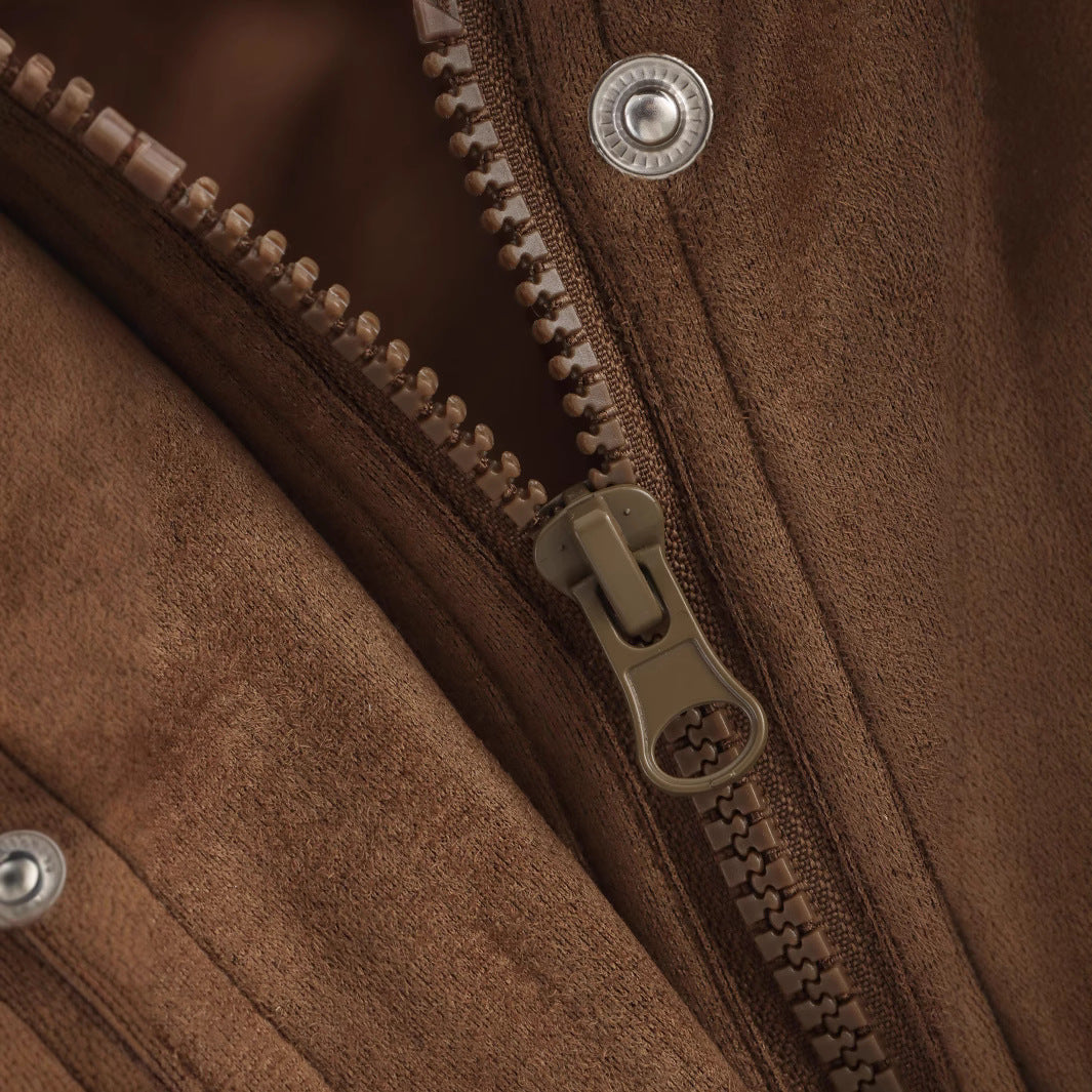 Women's Spring Fashion Casual Suede Texture Pocket Jackets