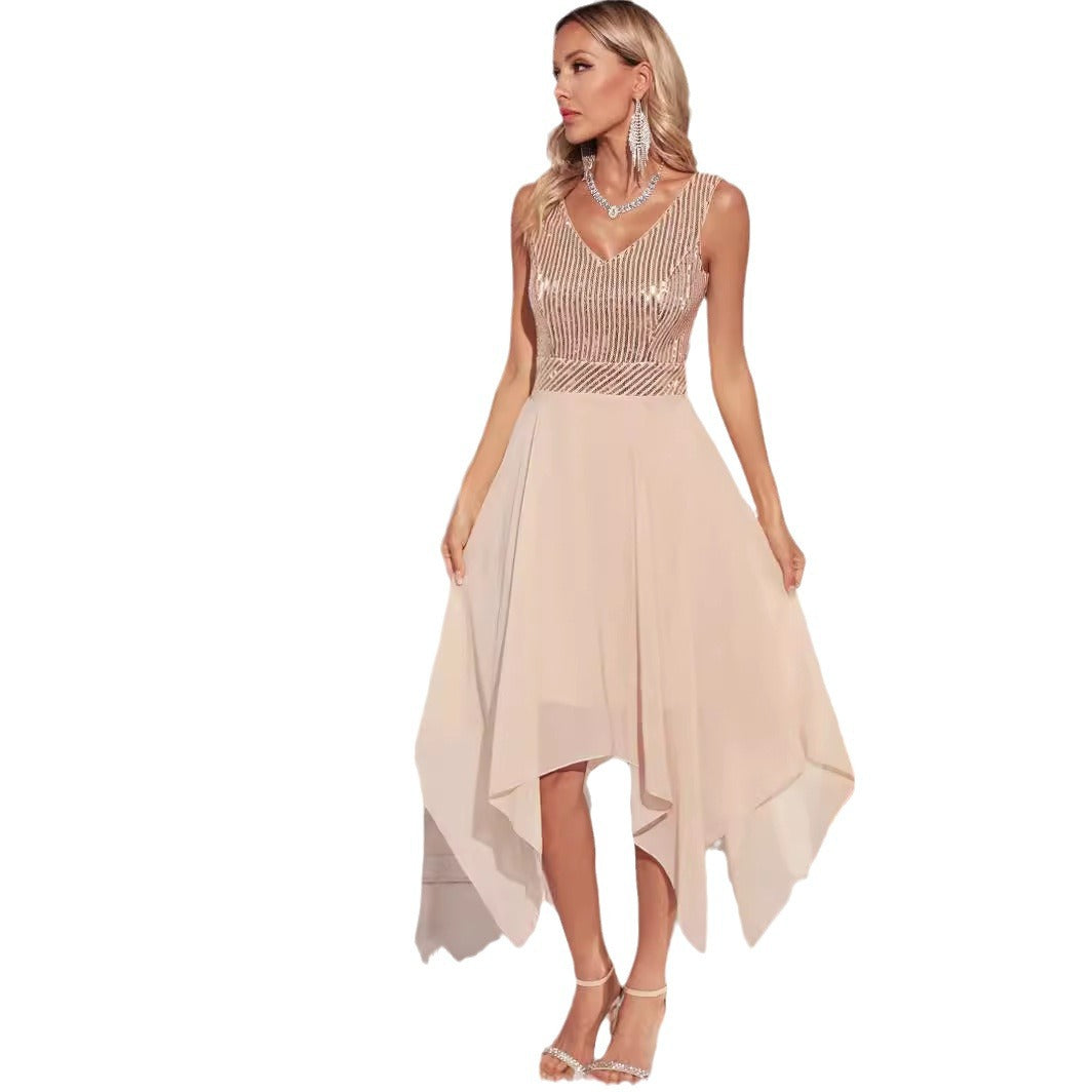 Women's Sexy Chiffon Stitching Sequins Dress Dresses