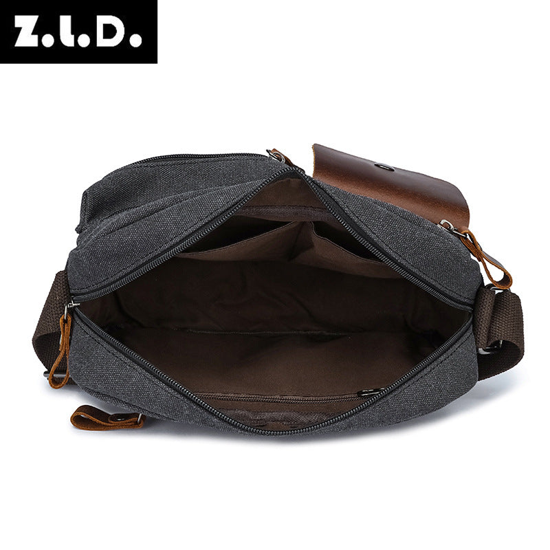 Men's Cross Mirror Canvas Korean Trendy Men's Messenger Bags